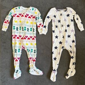 Primary Unisex Boy Girl Toddler Footie Pajamas Bundle of 2 Size 9-12m